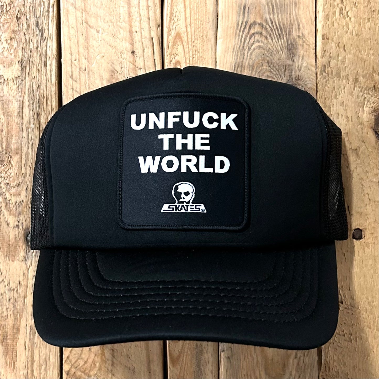 Skull Skates - Classic Mesh Unfuck The World Patch Trucker Hat